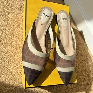 Women's Brown Colibrì Ff Motif Mesh Mules